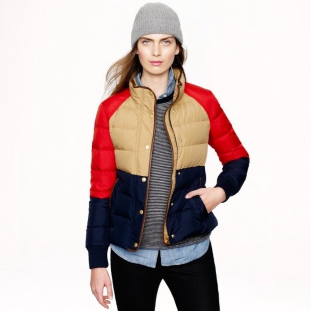 J. Crew Down Alpine puffer coat color block